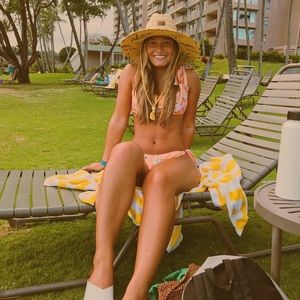 LA Hearts orange floral bikini worn once